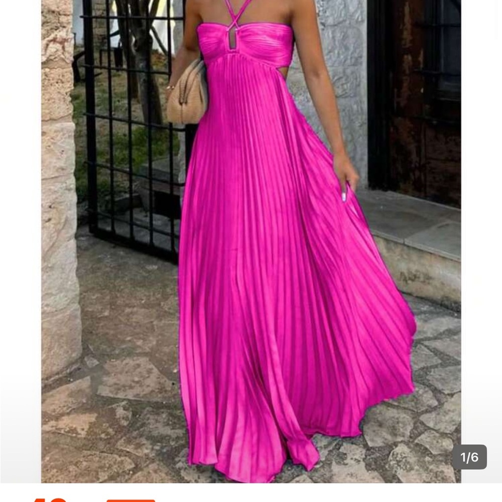 NEW Hot Pink Pleated Maxi Dress - Women